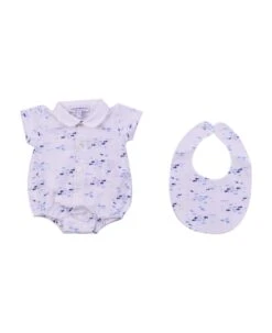 Emporio Armani Romper And Bib With Print