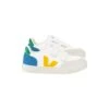 Veja V-12 Chromefree Leather Sneakers In White/multicolor