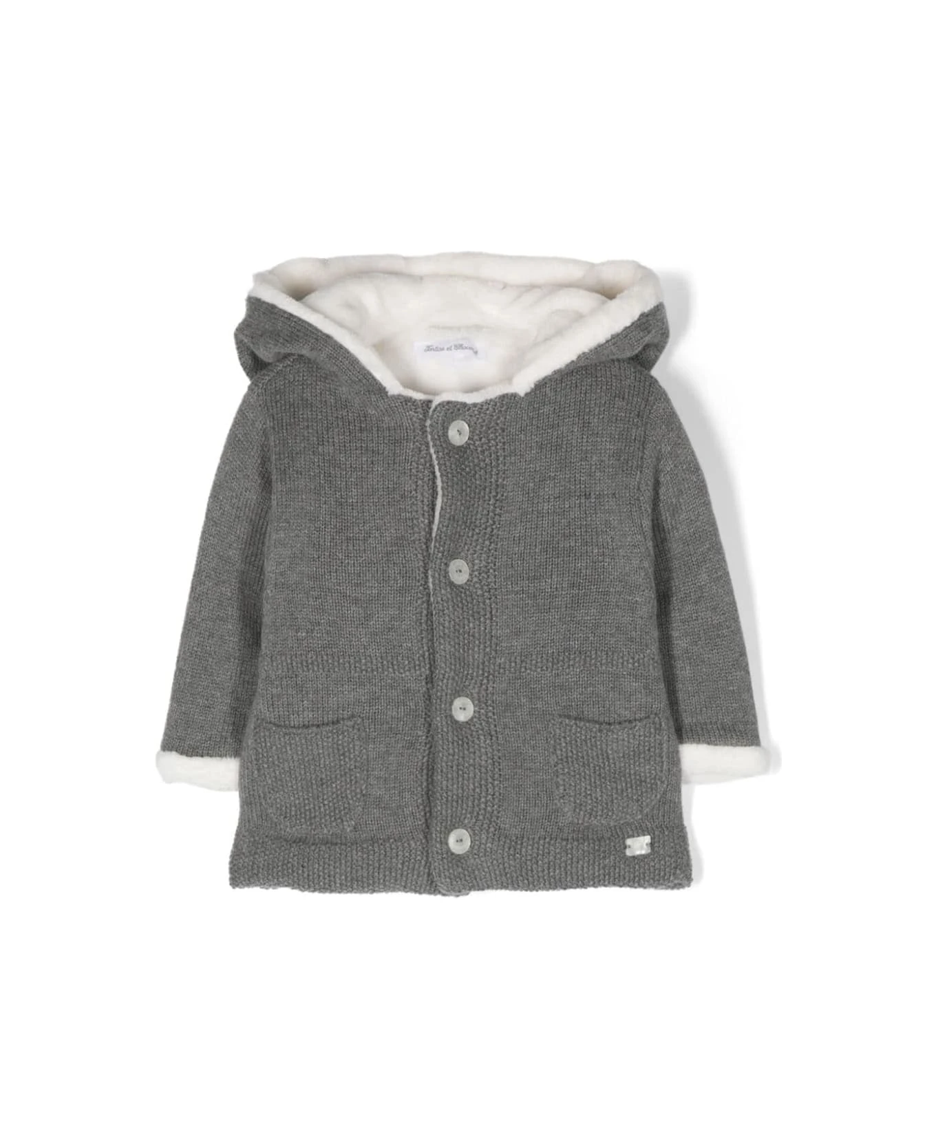 TARTINE ET CHOCOLAT Grey Knitted Coat With Padding