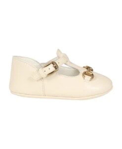Gucci Ivory Ballet Flats For Babykids With Clamp