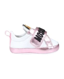 MOSCHINO Pink Sneakers For Baby Girl With Teddy Bear And Logo