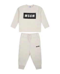 MSGM White Suit For Baby Kids With Logo