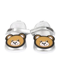 MOSCHINO Gold Ballet Flats For Baby Girl With Logo