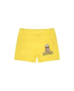 MOSCHINO Yellow Swim Boxer For Baby Boy With Teddy Bear And Logo