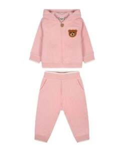 MOSCHINO Pink Tracksuit For Baby Girl With Teddy Bear