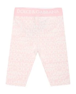 Dolce & Gabbana Pink Leggings For Baby Girl With Logo