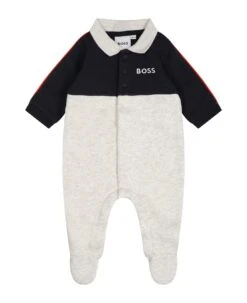 Hugo Boss Grey Babygrow For Baby Boy With Logo