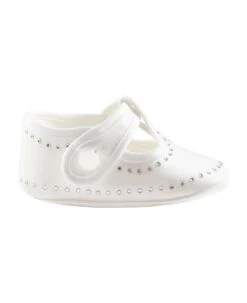 Monnalisa White Shoes For Baby Girl With Rhinestones