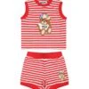 MOSCHINO Red Suit For Baby Boy With Teddy Bear