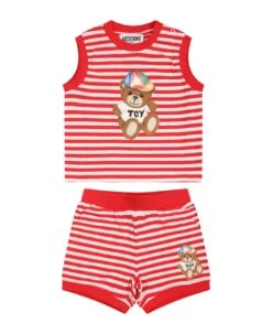 MOSCHINO Red Suit For Baby Boy With Teddy Bear