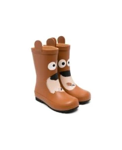 Stella McCartney Kids Grizzly Bear Shaped Rain Boots In Brown