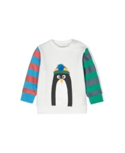 Stella McCartney Kids Stella Mccartney Felpa Bianca Con Pannelli A Contrasto In Cotone Baby Boy