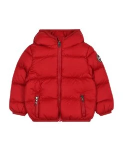 Colmar Red Down Jacket For Baby Boy With Logo