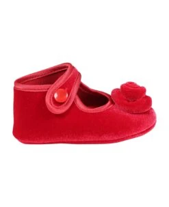 Monnalisa Red Ballets Flats For Baby Girl With Rose