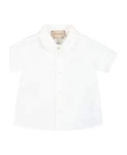 Gucci White Shirt For Baby Boy With Polka Dots