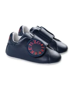 Kenzo Kids Kenzo Babbucce Blu Navy In Nappa Baby Boy