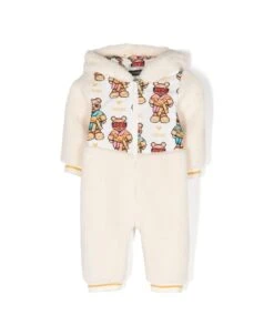 Versace Tutina Beige In Ecoshearling Con Cappuccio Baby Boy