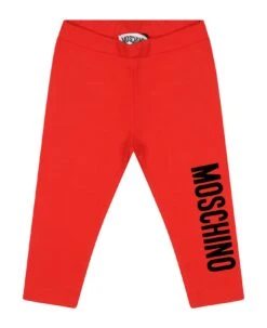 MOSCHINO Red Leggings For Baby Girl With Logo