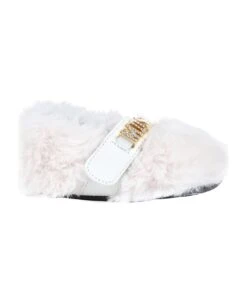 MOSCHINO Ivory Ballet Flats For Baby Girl With Logo