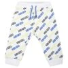 Kenzo Kids White Trousers For Baby Boy With Multciolor Logo