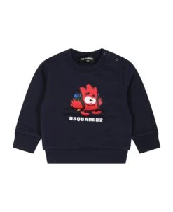 DSQUARED2 Blue Sweatshirt For Baby Boy With Logo And Print