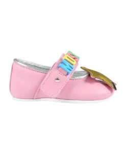 MOSCHINO Pink Ballet-flats For Baby Girl With Logo And Star
