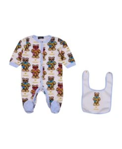 Versace Pixel Teddy Romper And Bib Set