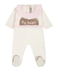 White Babygrow For Baby Girl With Heart