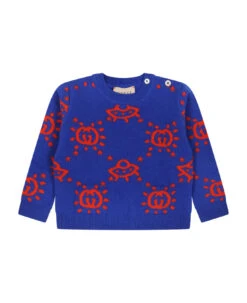 Gucci Blue Swater Ufo And Gg For Baby Boy