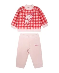 Kenzo Kids Red Suit For Baby Girl With Elephant
