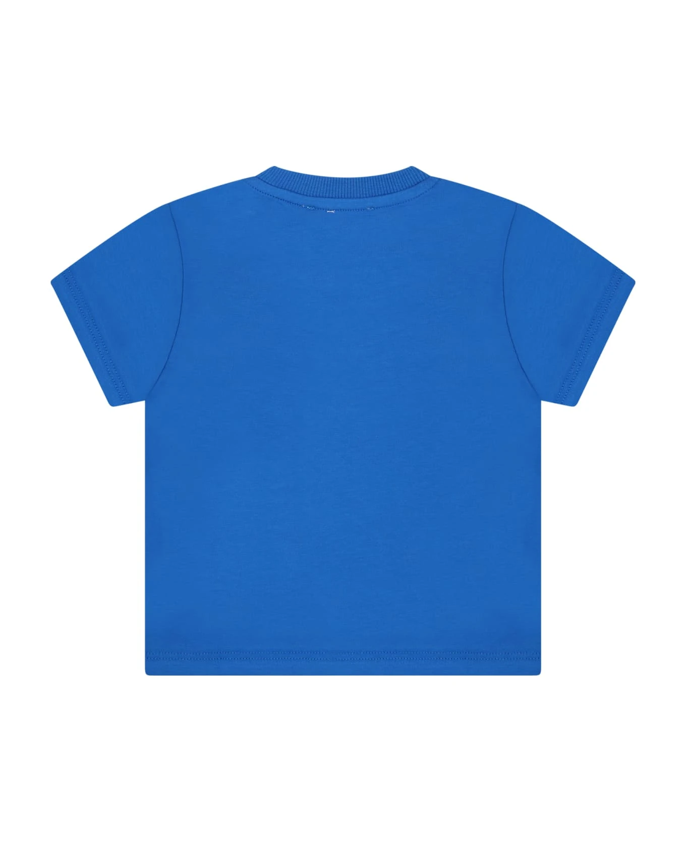MOSCHINO Blue T-shirt For Baby Boy With Teddy Bear And Black Logo - Image 2