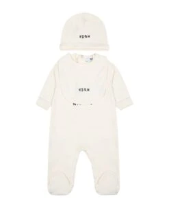 MSGM Ivory Set For Baby Kids With Logo