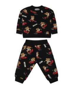 MOSCHINO Black Set For Baby Boy With Teddy Bear And Skateboard